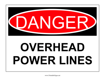 Danger Overhead Power Lines Sign