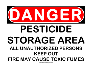 Danger Pesticide Storage Sign