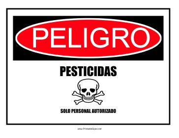 Danger Pesticides-Spanish Sign