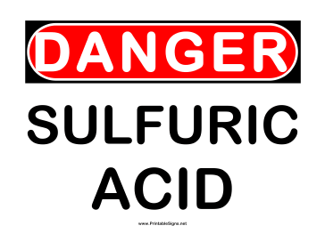 Danger Sulfuric Acid 2 Sign