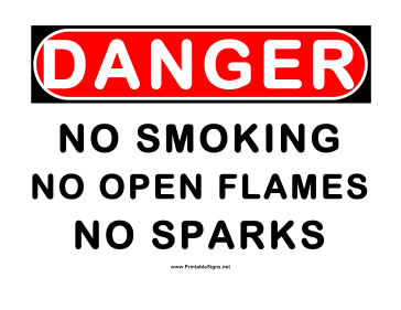 Danger no Flames or Sparks Sign