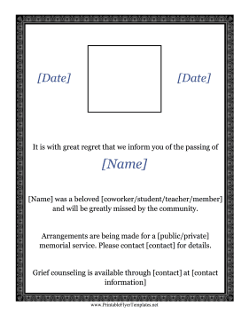 Death Announcement Flyer Sign