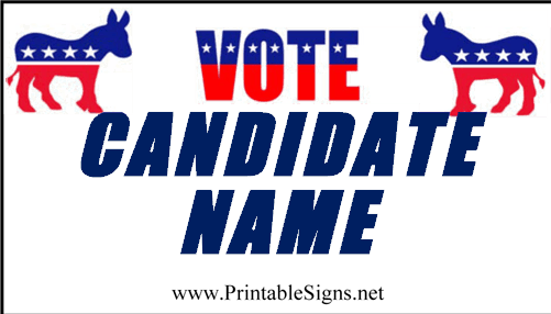 Democrat Sign Palm Cards Sign