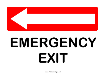 Directions Emergency Exit Left Sign