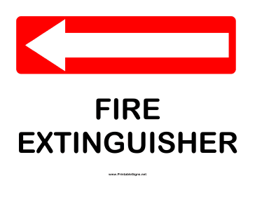Directions Fire Extinguisher Left Sign