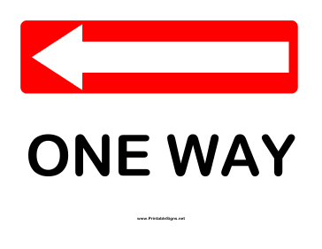 Directions One Way Left Sign