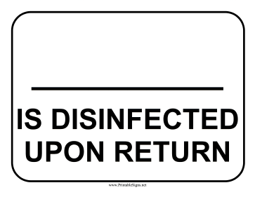 Disinfected Item Sign