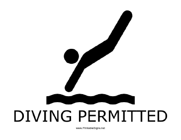 Diving Permitted with caption Sign