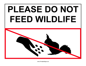 Do Not Feed Wildlife Sign