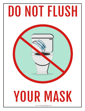 Do Not Flush Masks Sign