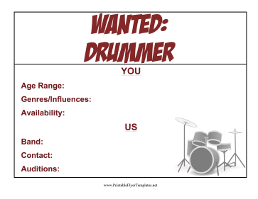Drummer Wanted Flyer Sign