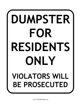 Dumpster Sign