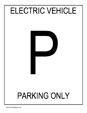 Electric Vehicle Parking Only Sign