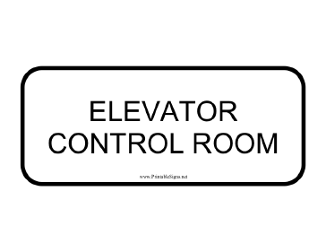 Elevator Control Room Sign