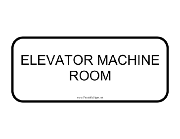 Elevator Machine Room Sign