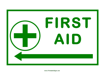 First Aid Arrow Cross Left Sign