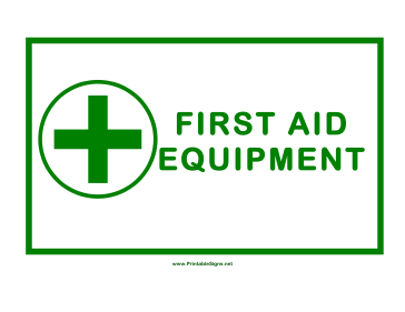 First Aid Equipment Cross Sign