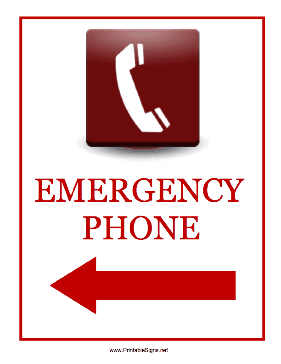 Emergency Phone Left Sign