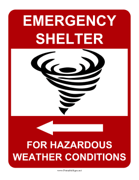 Emergency Shelter For Hazardous Weather Conditions Left Sign
