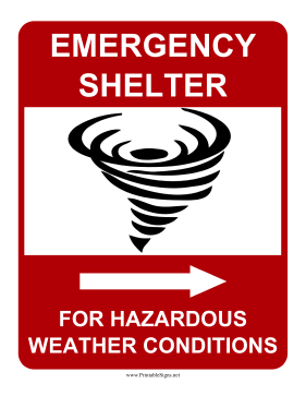 Emergency Shelter For Hazardous Weather Conditions Right Sign
