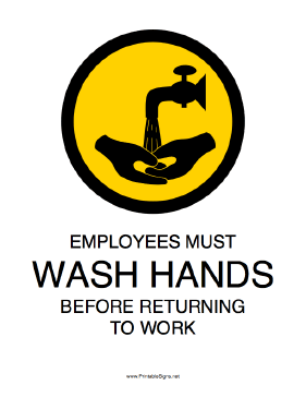 Employees Must Wash Hands Sign