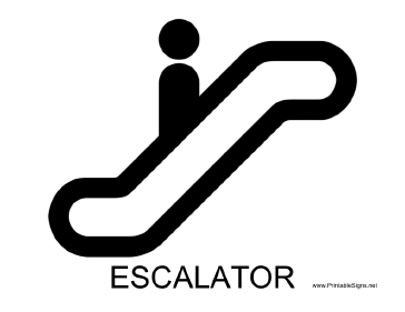 Escalator with caption Sign