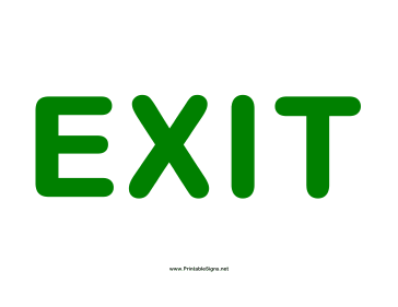 Exit Green on White Sign