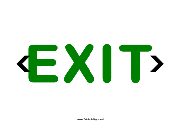 Exit Green on White with Arrows Sign