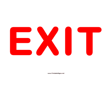 Exit Red on White Sign