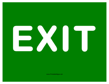 Exit White on Green Sign