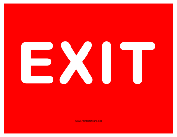 Exit White on Red Sign