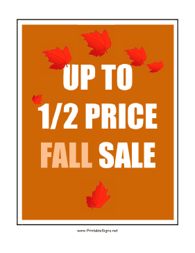 Fall Half Price Sale Sign