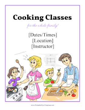 Family Cooking Classes Sign