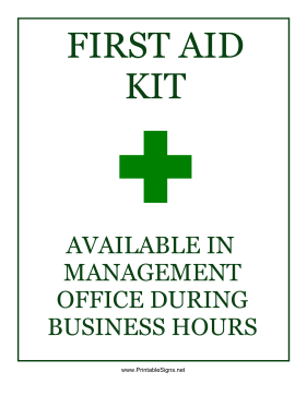 First Aid Business Hours Sign