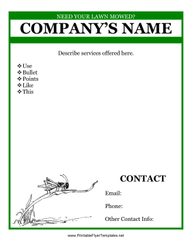 Flyer For Cutting Grass Sign