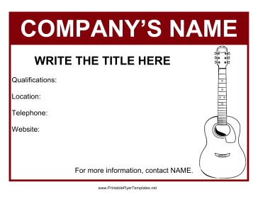 Flyer For Guitar Lessons Sign