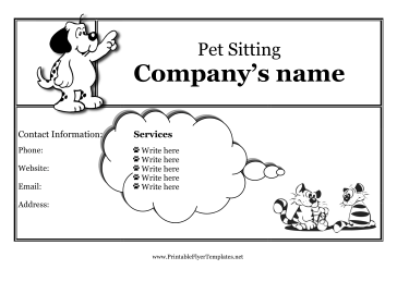 Flyer For Pet Sitting Sign