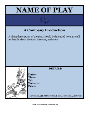 Flyer For Play Blue Sign