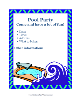 Flyer For Pool Party Sign