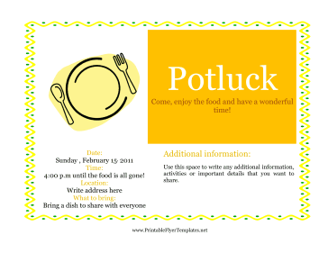 Flyer For Potluck Sign