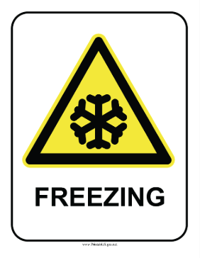 Freezing Warning Sign Sign
