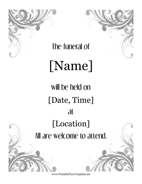 Funeral Announcement Flyer Sign