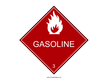 Gasoline Warning Sign