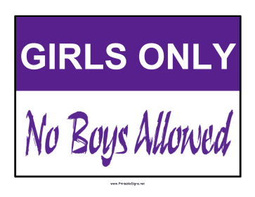 Girls Only Sign