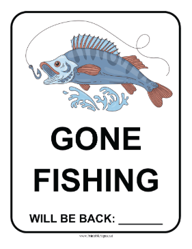 Gone Fishing Sign Portrait Sign