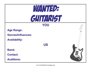 Guitarist Wanted Flyer Sign
