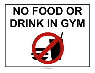 Gym No Food Sign