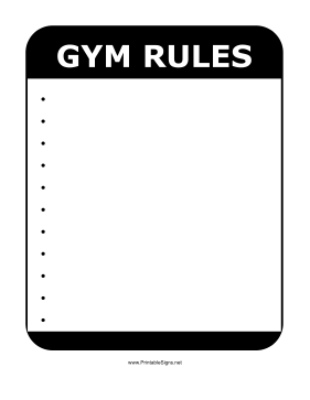 Gym Rules Sign