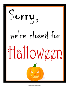 Halloween Closed Sign