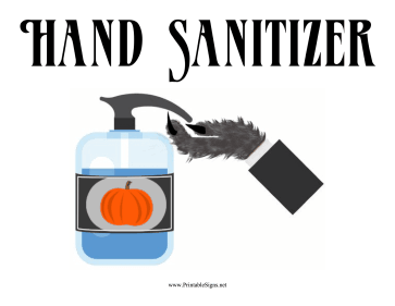 Halloween Hand Sanitizer Sign Sign